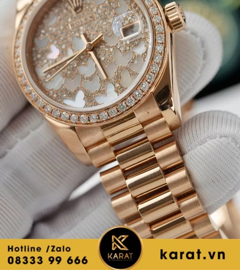 Đồng hồ Rolex Datejust 278285RBR chế tác vàng hồng nguyên khối kim cương thiên nhiên - Ảnh 8