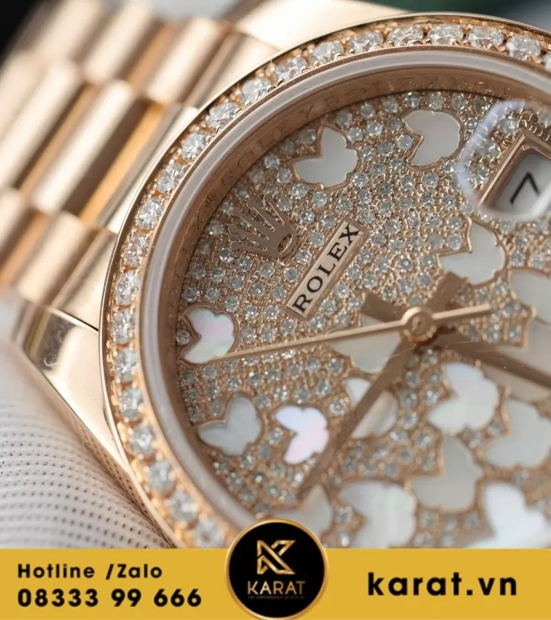 Đồng hồ Rolex Datejust 278285RBR chế tác vàng hồng nguyên khối kim cương thiên nhiên - Ảnh 4