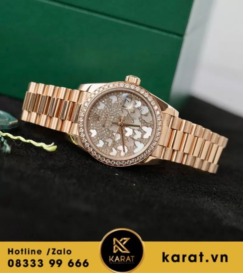 Đồng hồ Rolex Datejust 278285RBR chế tác vàng hồng nguyên khối kim cương thiên nhiên - Ảnh 3