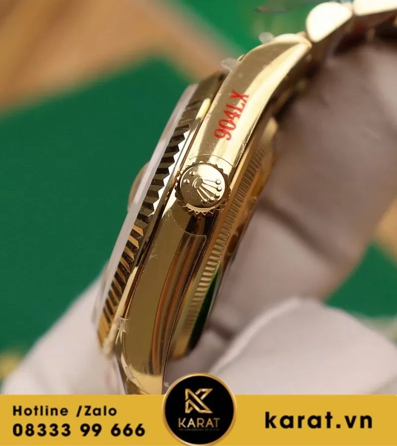 Đồng hồ Rolex Day-Date 36mm vàng hồng mặt xanh green bản nặng 158g QF factory fake - Ảnh 13