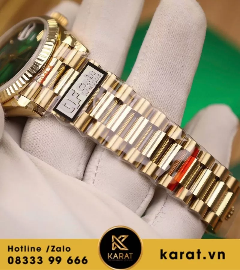 Đồng hồ Rolex Day-Date 36mm vàng hồng mặt xanh green bản nặng 158g QF factory fake - Ảnh 11