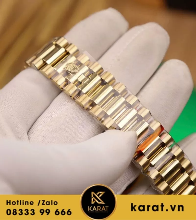 Đồng hồ Rolex Day-Date 36mm vàng hồng mặt xanh green bản nặng 158g QF factory fake - Ảnh 5