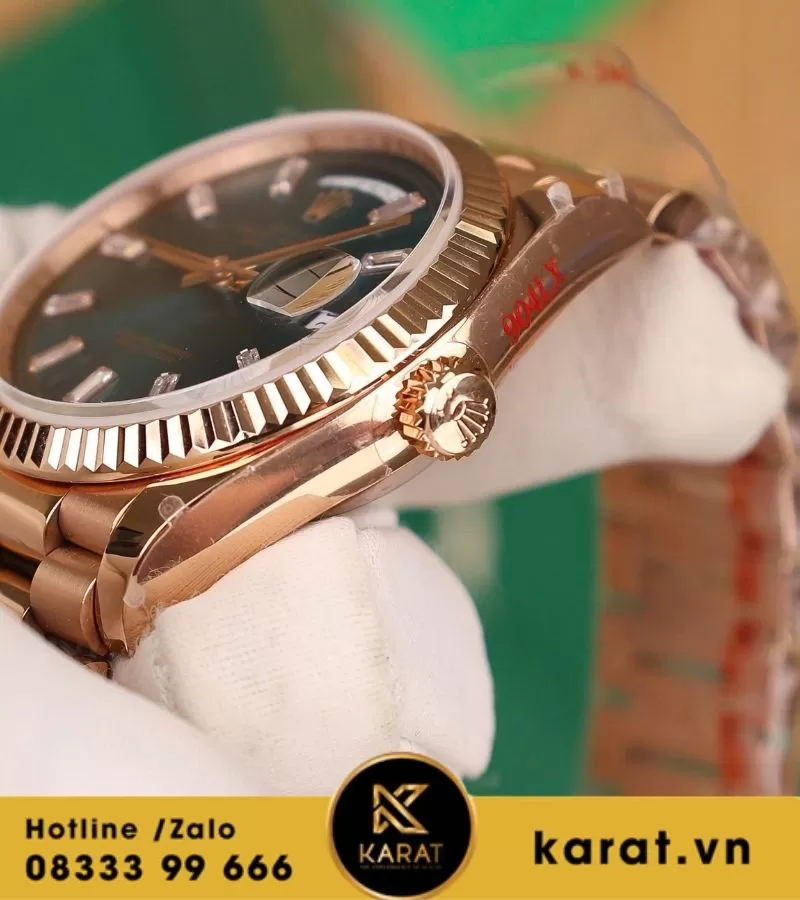 Đồng hồ Rolex Day-Date 36mm 128235 vàng hồng mặt số lá cây nhiệt đới 158g fake - Ảnh 3