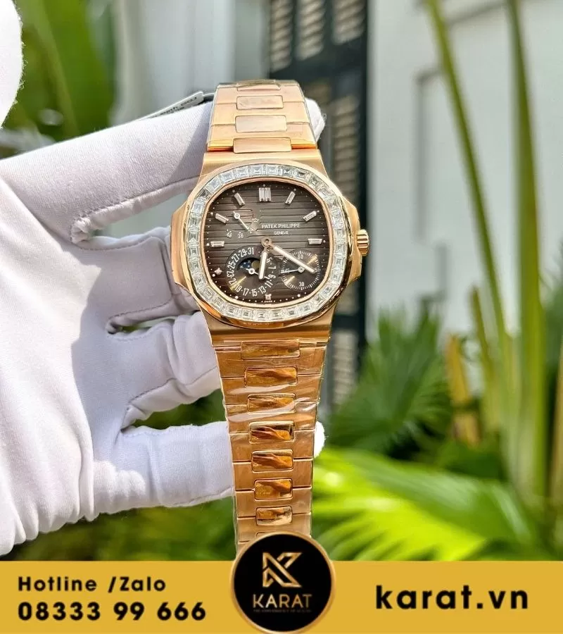 Đồng hồ Patek Philippe 5712r độ viền moissanite baguette - Ảnh 10