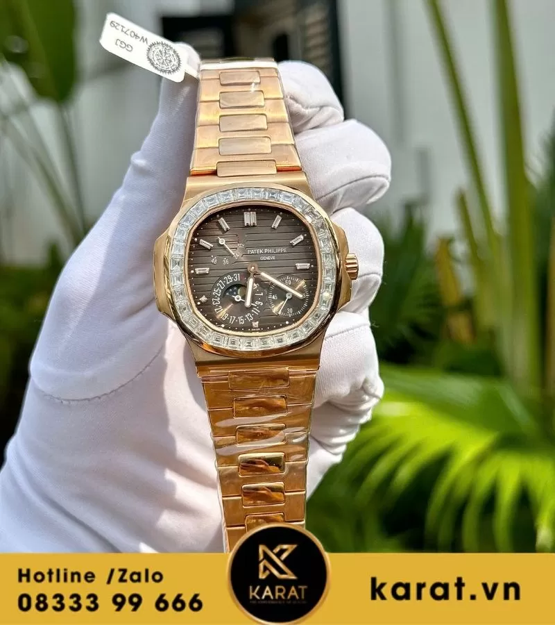 Đồng hồ Patek Philippe 5712r độ viền moissanite baguette - Ảnh 9