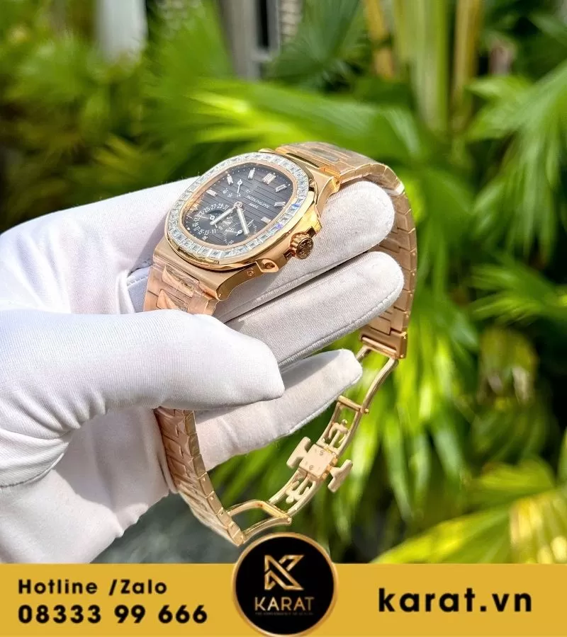 Đồng hồ Patek Philippe 5712r độ viền moissanite baguette - Ảnh 7