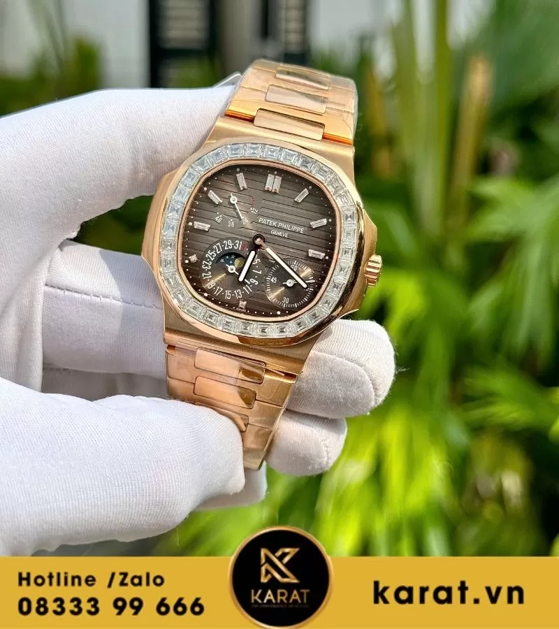 Đồng hồ Patek Philippe 5712r độ viền moissanite baguette - Ảnh 6