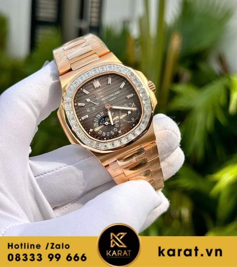Đồng hồ Patek Philippe 5712r độ viền moissanite baguette - Ảnh 5