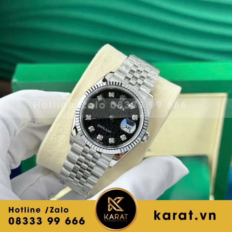 Đồng hồ Rolex Datejust phiên bản mặt số 3D Mặt Đen - Ảnh 4
