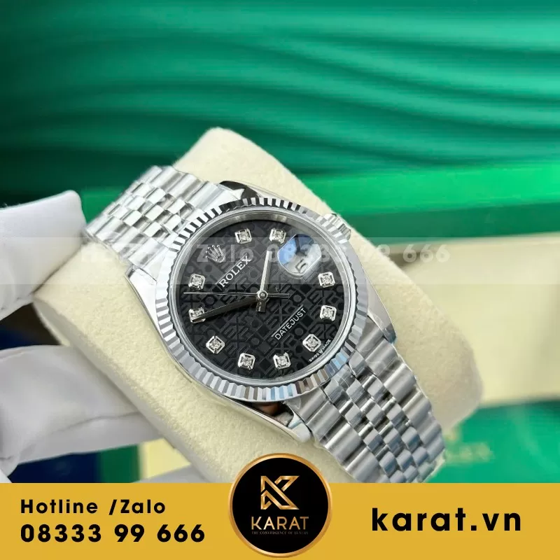 Đồng hồ Rolex Datejust phiên bản mặt số 3D Mặt Đen - Ảnh 3