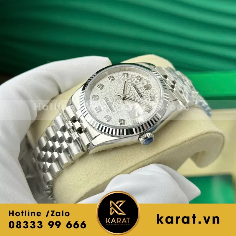 Đồng hồ Rolex Datejust phiên bản mặt số 3D Mặt Trắng - Ảnh 3