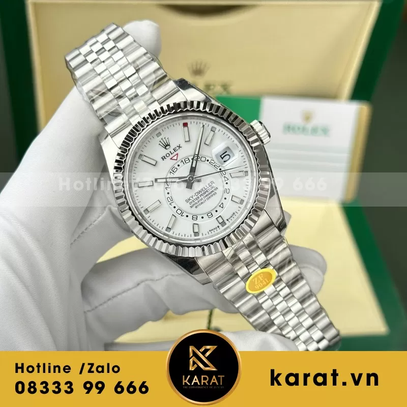 Đồng Hồ Rolex Rep 11 Sky Dweller 326934 Mặt Trắng Dây Jubilee 42mm - Ảnh 8