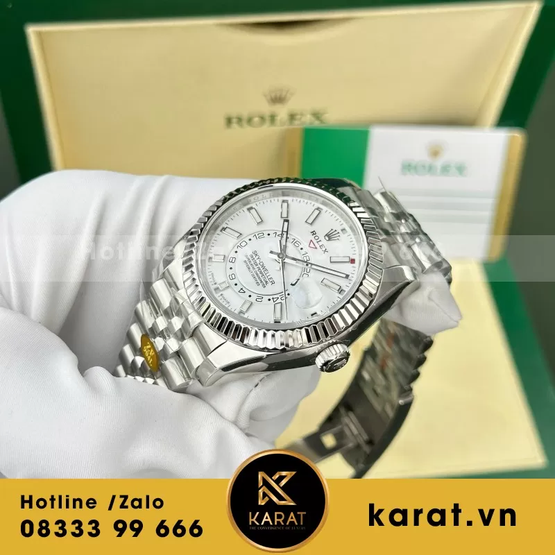 Đồng Hồ Rolex Rep 11 Sky Dweller 326934 Mặt Trắng Dây Jubilee 42mm - Ảnh 7