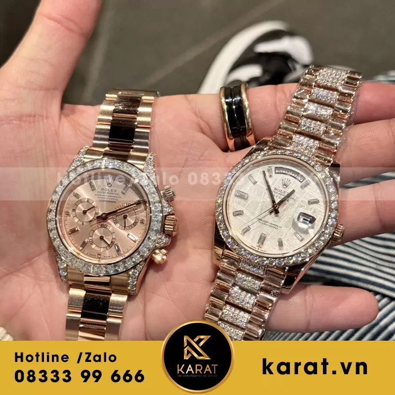 Đồng Hồ Rolex Day-Date Chế Tác Bọc Vàng Đính Kim Cương Moissanite Hong Kong 36m - Ảnh 8