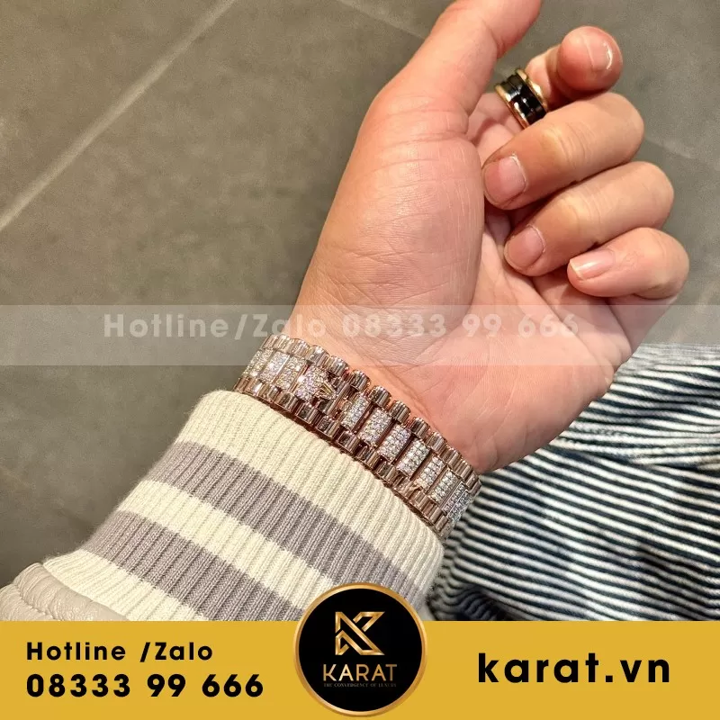 Đồng Hồ Rolex Day-Date Chế Tác Bọc Vàng Đính Kim Cương Moissanite Hong Kong 36m - Ảnh 7