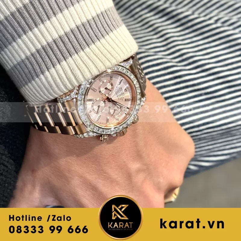 Đồng Hồ Rolex Day-Date Chế Tác Bọc Vàng Đính Kim Cương Moissanite Hong Kong 36m - Ảnh 3