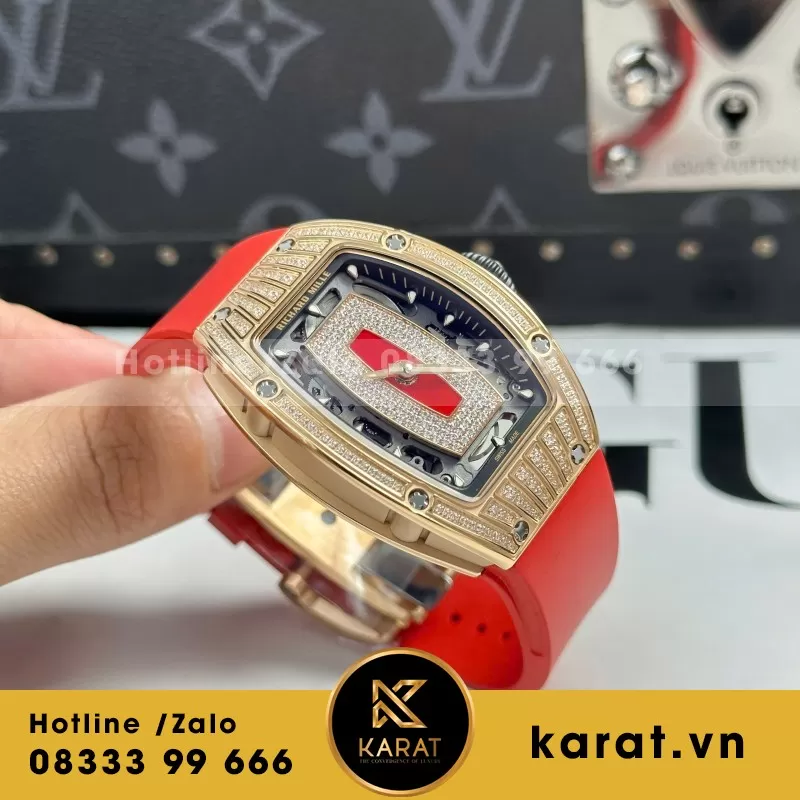 Đồng Hồ Nữ Richard Mille RM07-01 Chế Tác Vỏ Carbon Màu Đỏ 32x46mm - Ảnh 6