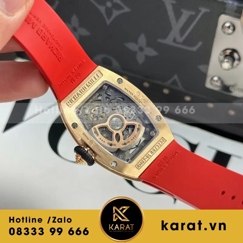 Đồng Hồ Nữ Richard Mille RM07-01 Chế Tác Vỏ Carbon Màu Đỏ 32x46mm - Ảnh 3