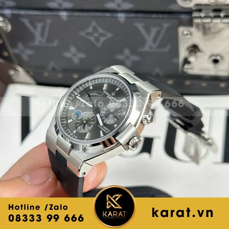 Đồng Hồ Nam Vacheron Constantin Replica 11 Overseas Dual Time 47450 Màu Xám Nhà Máy 9F 42mm - Ảnh 8
