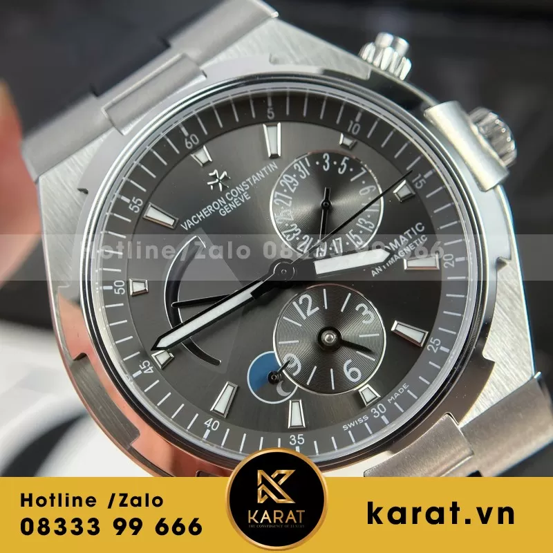 Đồng Hồ Nam Vacheron Constantin Replica 11 Overseas Dual Time 47450 Màu Xám Nhà Máy 9F 42mm - Ảnh 7