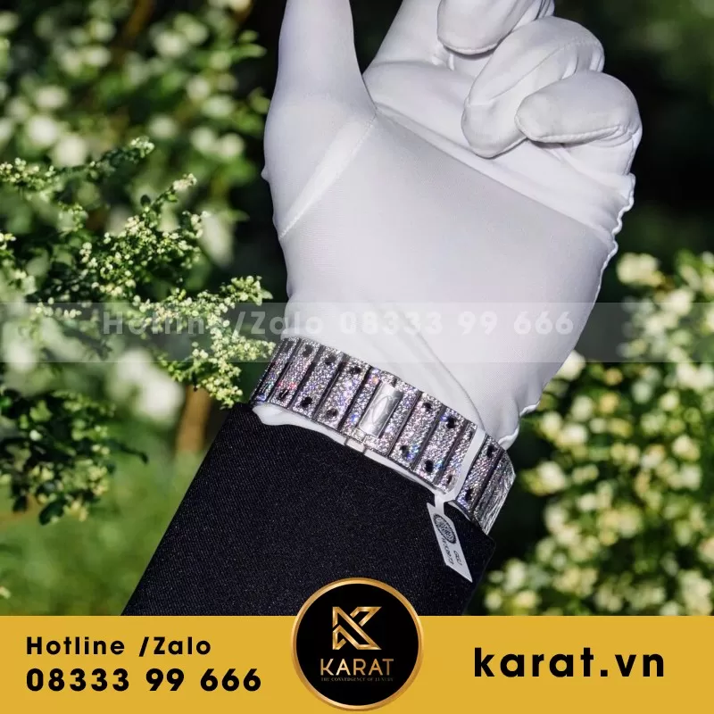 Đồng Hồ Cartier Santos Màu Xanh Lá Cây Chế Tác Đính Kim Cương Moissanite BVF 39.8mm - Ảnh 4