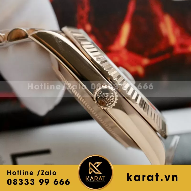 Đồng Hồ Rolex DateJust Chế Tác Đính Moissanite + Bọc Vàng Thật 18K 40mm - Ảnh 5