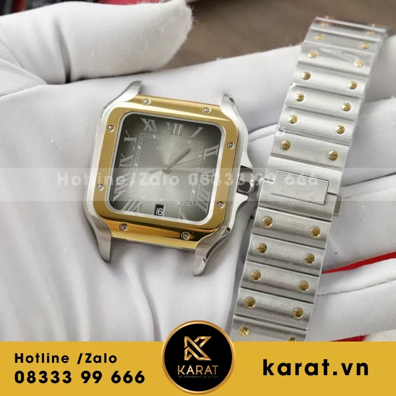 Đồng Hồ Cartier Santos Replica 1:1 Nữ Màu Demi Nhà Máy BV 39.8mm - Ảnh 8