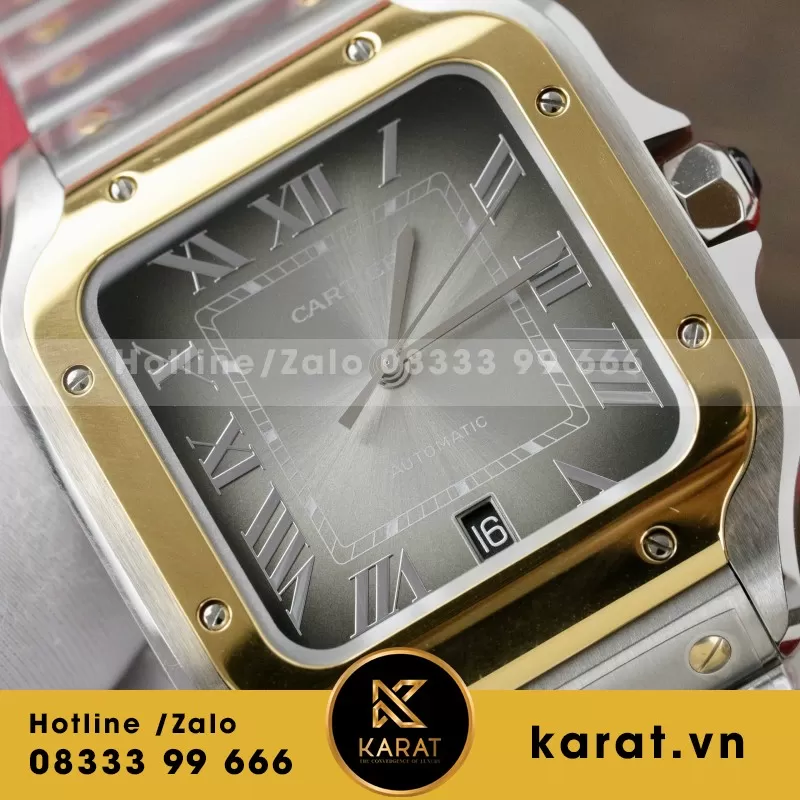 Đồng Hồ Cartier Santos Replica 1:1 Nữ Màu Demi Nhà Máy BV 39.8mm - Ảnh 7