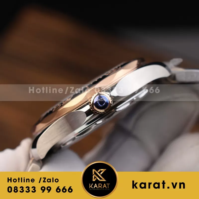 Đồng Hồ Omega Rep 11 Seamaster Diver 300M Chronograph Demi Vàng Hồng Mặt Đen N1 44mm - Ảnh 6