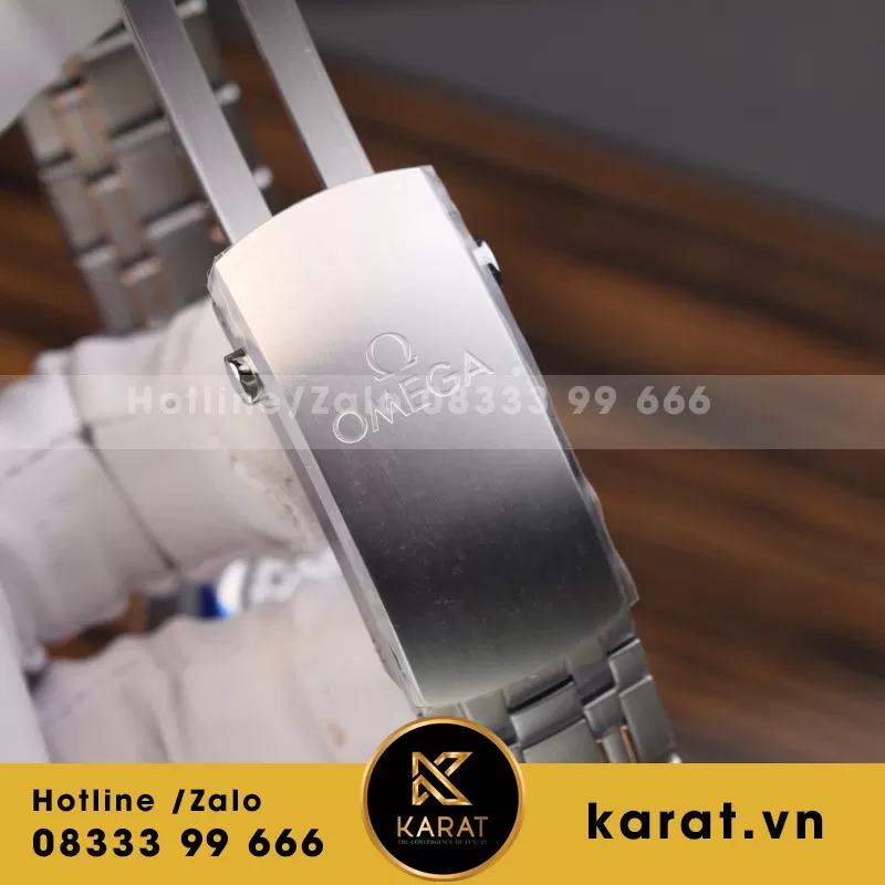 Đồng Hồ Omega Rep 11 Seamaster Diver 300M Chronograph Demi Vàng Hồng Mặt Đen N1 44mm - Ảnh 3