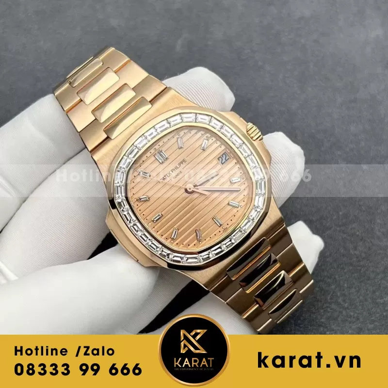 Đồng Hồ Patek Philippe Nautilus 5723 Chế Tác Vàng Hồng 18K Nguyên Khối + Kim Cương Tự Nhiên 40mm - Ảnh 3