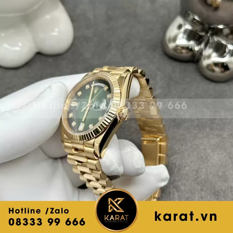 Đồng Hồ Rolex Day-Date 128238 Chế Tác Mặt Xanh Ombre Bọc Vàng 18k 36mm - Ảnh 3