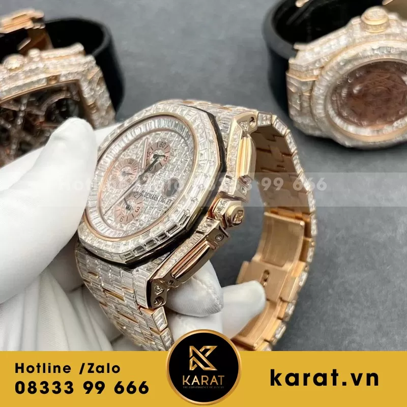 Đồng Hồ Audemars Piguet Offshore Vàng Hồng 18k Nạm Kim Cương Baguette - Ảnh 4