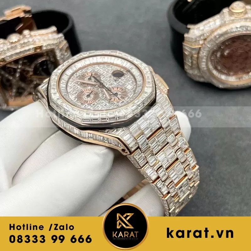 Đồng Hồ Audemars Piguet Offshore Vàng Hồng 18k Nạm Kim Cương Baguette - Ảnh 3
