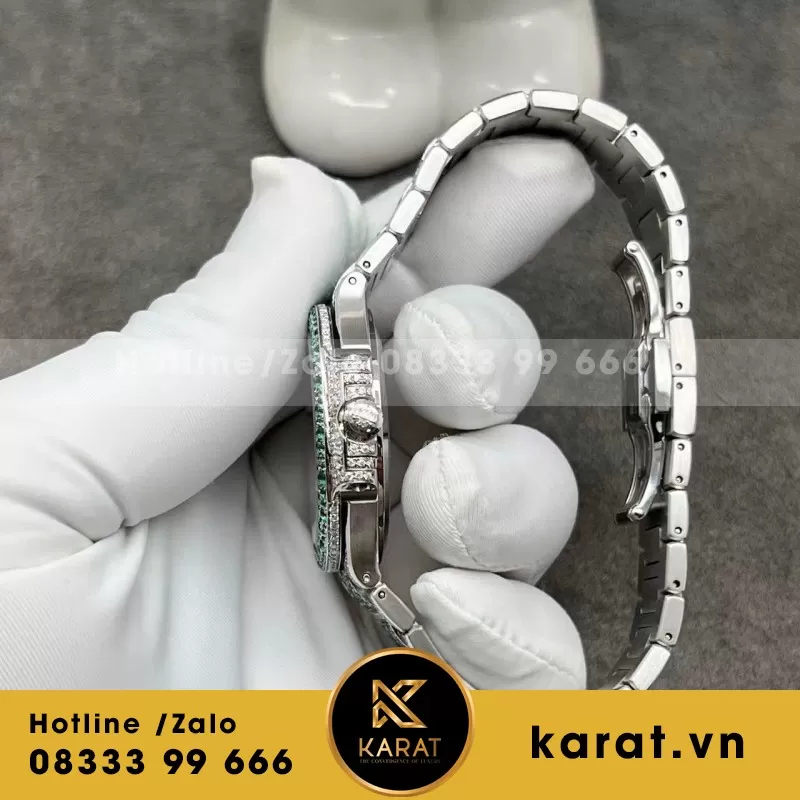 Đồng Hồ Patek Philippe Nautilus 7118 Chế Tác Vàng Trắng Full Kim Cương Thiên Nhiên 35.2mm - Ảnh 6