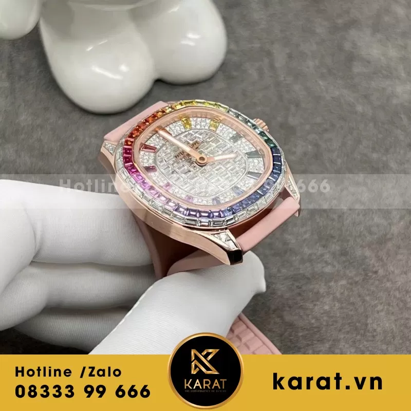 Đồng Hồ Patek Philippe Aquanaut 5062 Bọc Vàng Hồng 18k Rainbow Benzel 35.6mm - Ảnh 3
