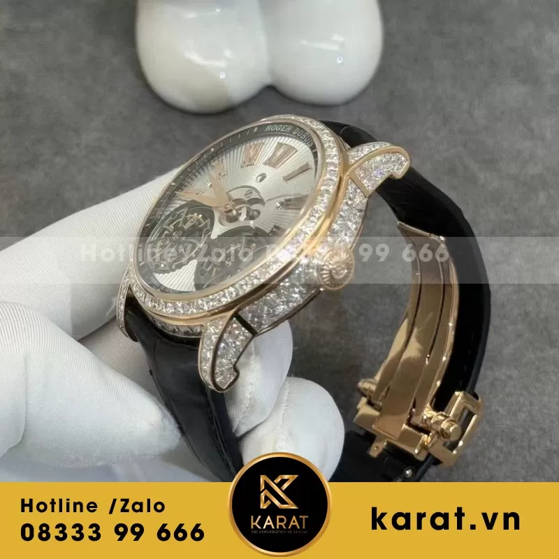 Đồng Hồ Roger Dubuis Double Tourbillon Chế Tác Vàng Hồng 18k Kim Cương Thiên Nhiên - Ảnh 3