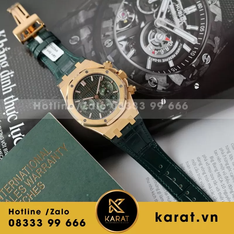 Đồng Hồ Audemars Piguet Royal Oak 26240OR Màu Xanh Lá Cây Chế Tác Bọc Vàng Thật 41mm - Ảnh 3