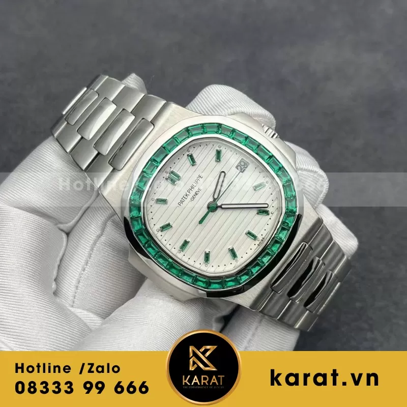 Đồng Hồ Patek Philippe Nautilus 5711/113p Chế Tác Platinum Ngọc Lục Bảo Xanh 40mm - Ảnh 3
