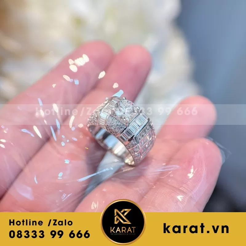 Nhẫn Ring Men Custom Full Diamond - Ảnh 6