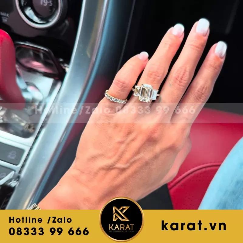 Nhẫn 3.8Ct Emerald Lab Diamond Trilogy - Ảnh 6