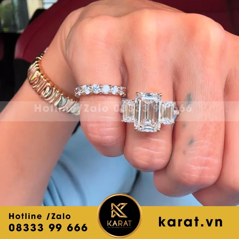 Nhẫn 3.8Ct Emerald Lab Diamond Trilogy - Ảnh 5