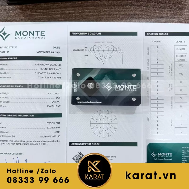 Viên Kim Cương Nuôi Cấy 7.2Mm-1.5Carat-H&Amp;A - Ảnh 3