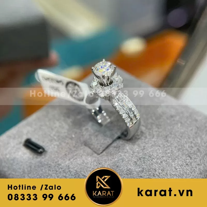 Nhẫn Nữ Vàng Trắng 10K Moissanite - Ảnh 3