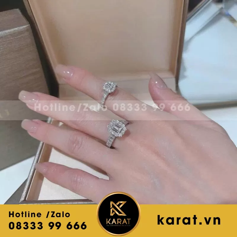 Nhẫn Nữ Vàng Trắng 18K Kim Cương Thiên Nhiên - Ảnh 6
