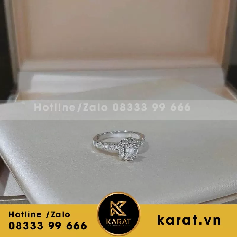 Nhẫn Nữ Vàng Trắng 18K Kim Cương Thiên Nhiên - Ảnh 4