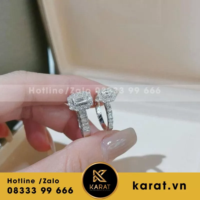 Nhẫn Nữ Vàng Trắng 18K Kim Cương Thiên Nhiên - Ảnh 3