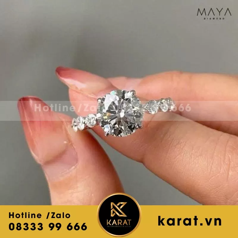 Nhẫn Nữ Vàng Trắng 18K Kim Cương Thiên Nhiên - Ảnh 5