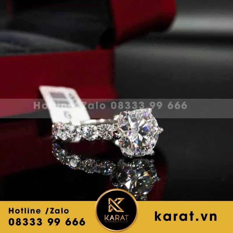Nhẫn Nữ Vàng Trắng 18K Kim Cương Thiên Nhiên - Ảnh 4