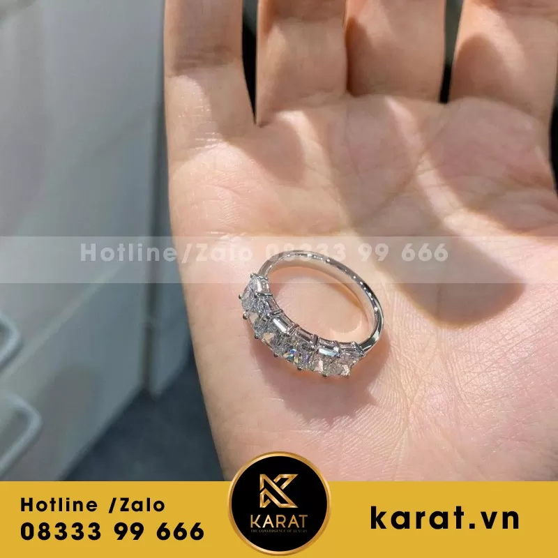 Nhẫn Nữ Thiết Kế Vàng Trắng 18K Kim Cương Thiên Nhiên - Ảnh 5